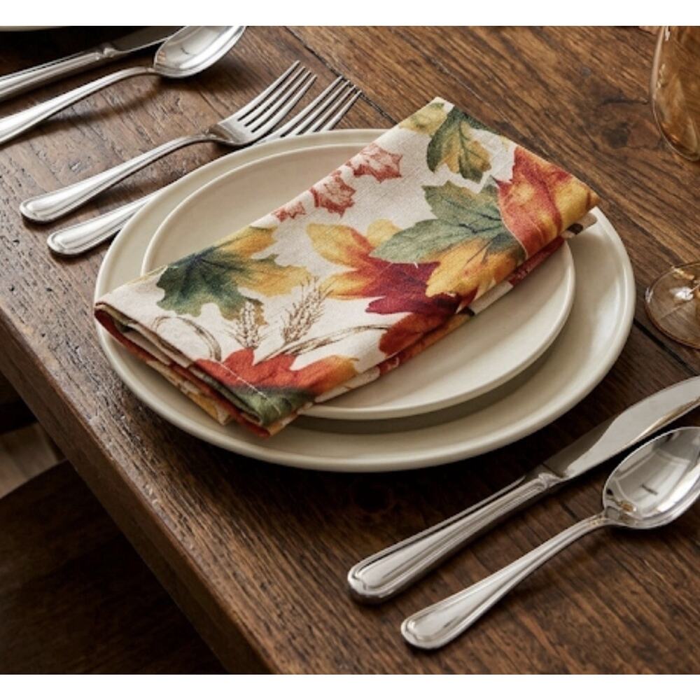 Bed‎ Bath & Beyond Fabric Dinner Napkins Fall Leaves, 17x17 inch Set of 8,NEW